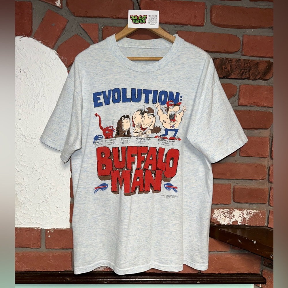 Vintage 1992 Unbalanced Lines NFL Buffalo Bills Evolution Buffalo Man T-Shirt L
